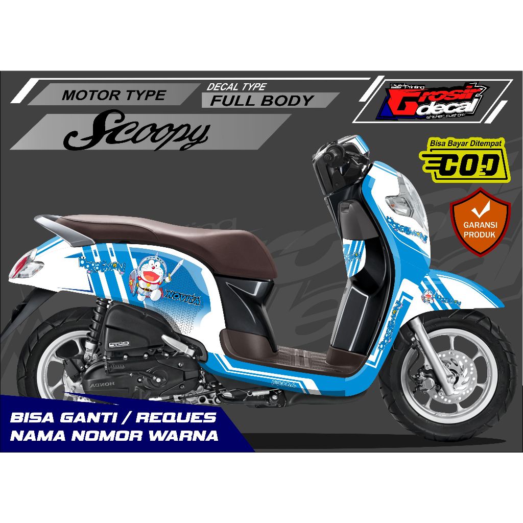 Stiker Decal Stiker Scoopy New 2017 - 2019 Keren Full Body Fullblock Fullset Bebas Reques