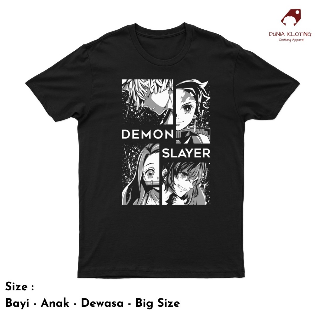 Baju Kaos T-Shirt ANIME DEMON SLAYER  Bayi Anak Dewasa BIG SIZE