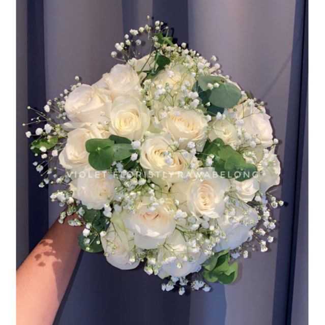 Hand Bouquet wedding 20 stems mawar / handbuket wedding medium / bouquet wedding BUNGA SEGAR ASLI