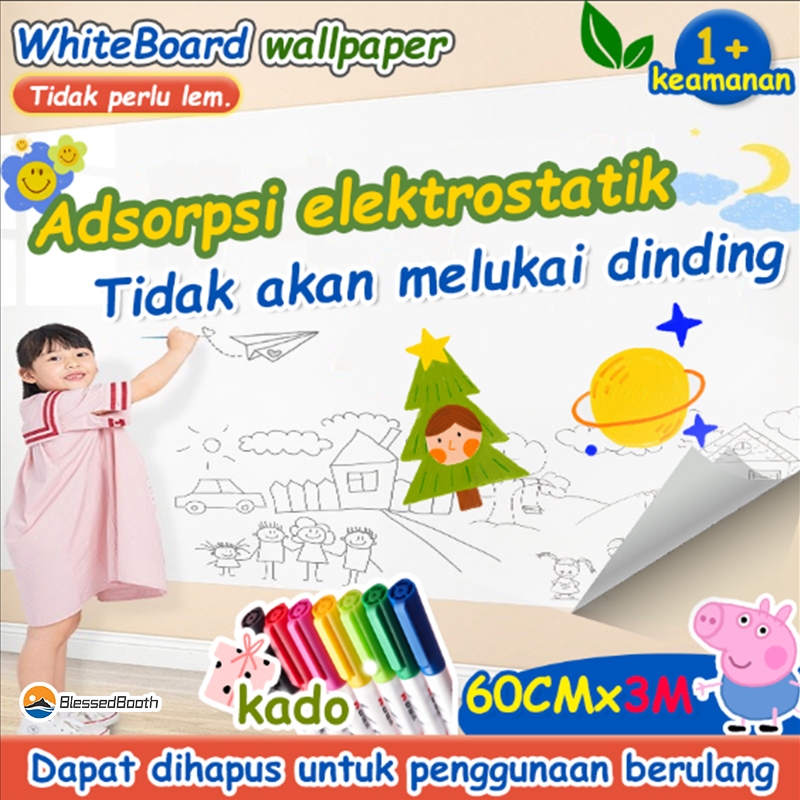 

Sangat besar!300*60cm, adsorpsi elektrostatik tidak merusak dinding Stiker Papan Tulis Tempel Dinding Papan Tulis Anak Papan Tulis WhiteBoard wallpaper BlackBoard wallpaper Putih Whiteboard Sticker Joyko papan dinding papan tulis kecil papan tulis putih