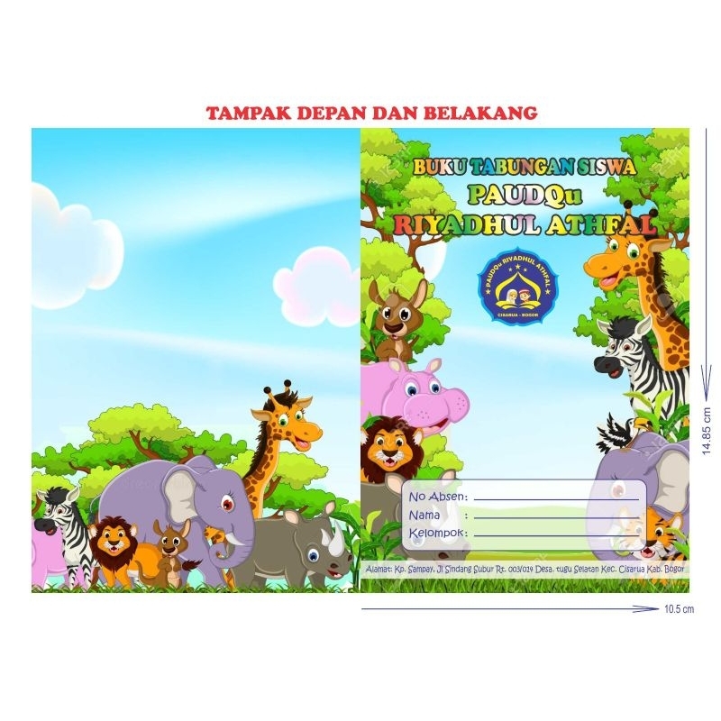 

BUKU TABUNGAN TK/ PAUD CUSTOM NAMA ALAMAT DAN LOGO SEKOLAH