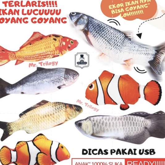 Ready Stok Mainan Ikan GoyangGoyang Tiktok Goyang  Nemo Uget lucu kucing Arwana ikan gerak gerak mai