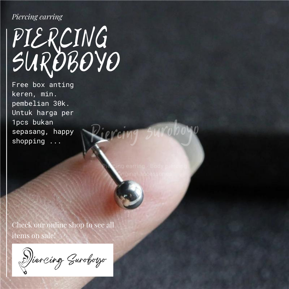 tindik barbel spike anting tidik spike titanium barbel tindik spike titanium. - harga per 1pcs.