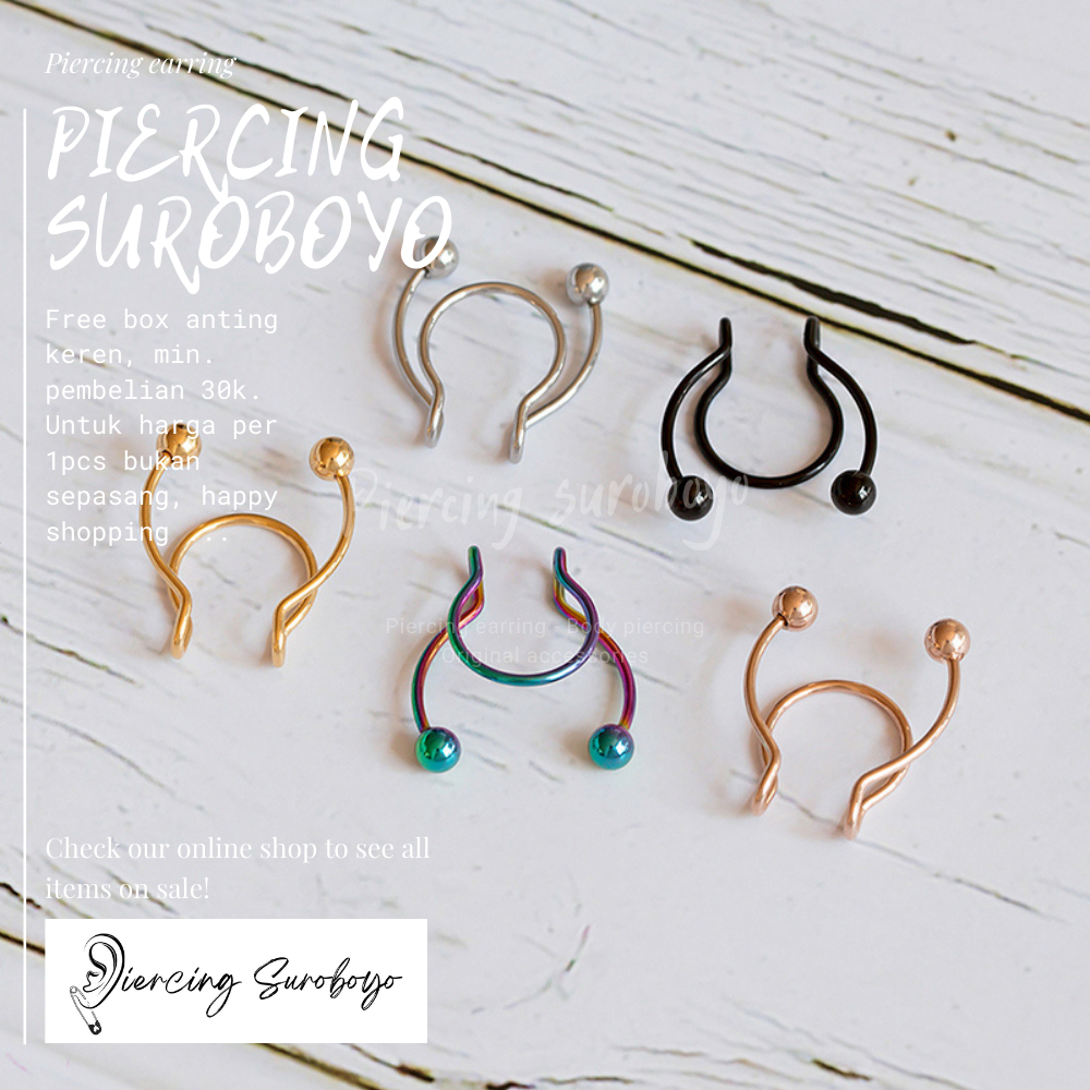 anting jepit hidung anting jepit nose titanium jepit hidung anting hidung jepit mainan. - harga per 