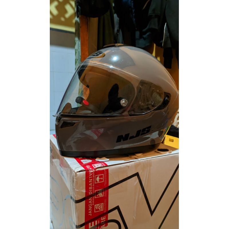 Helm Njs Zx1 Solid Grey Glossy Size M
