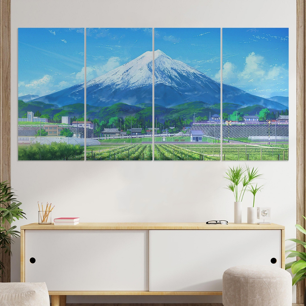[120x60cm] Wall Decor Pajangan Poster Kayu Hiasan Dinding Lukisan Jepang Pemandangan Alam Anime Land