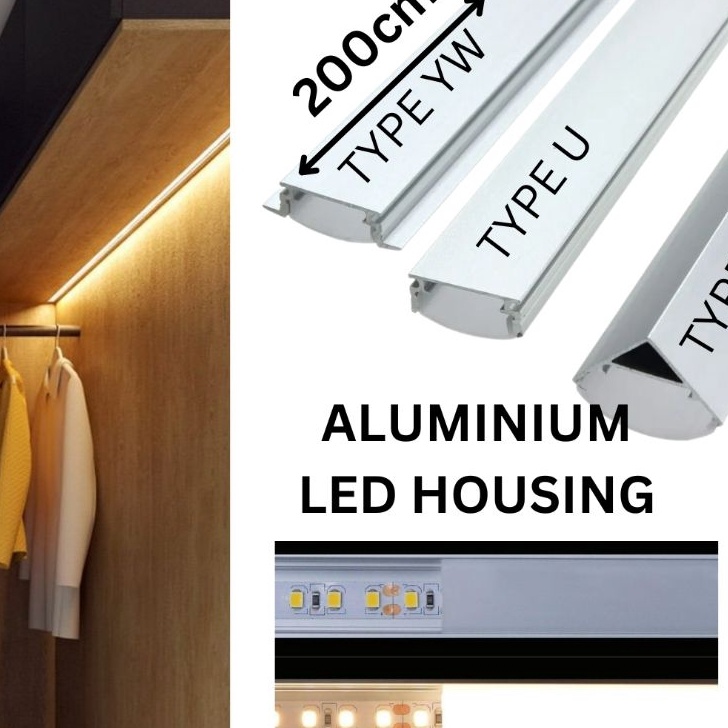 COD Cover Led Strip Aluminium Cover Led Housing Panjang 2 Meter