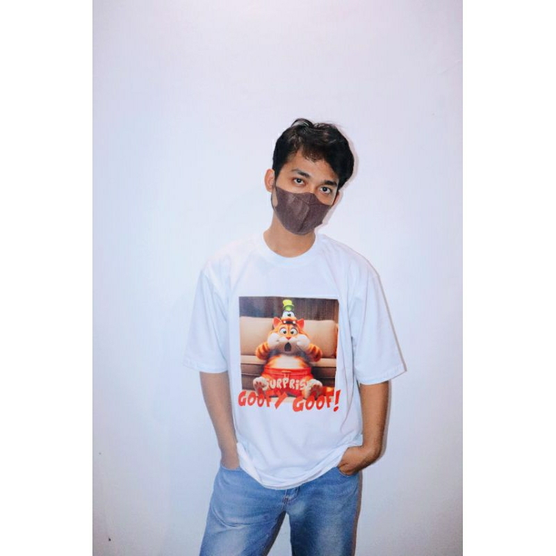 CATZ T-Shirt Oversize Kucing Oren Goofy Unisex - Pria & Wanita