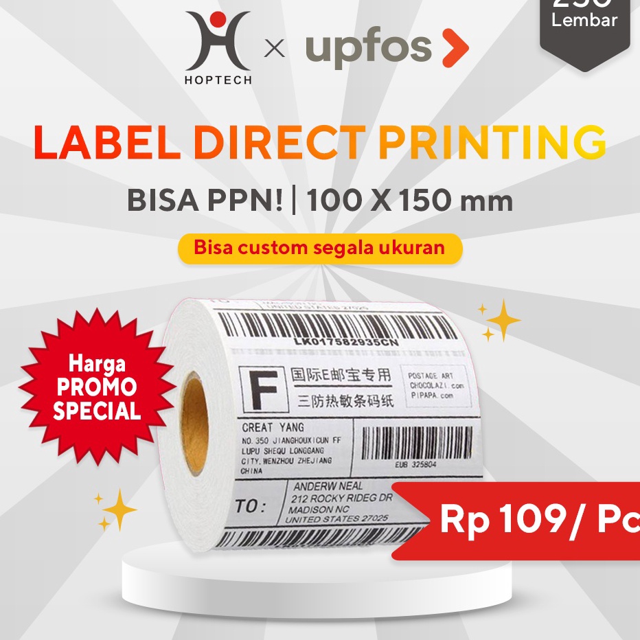 

FSASH SALE label thermal label stiker barcode label pengiriman 1x15 25 pcs thermal
