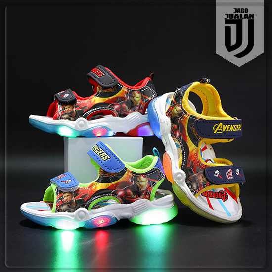 Sandal Gunung Lampu LED AVANGER Anak usia 1 2 3 4 5 6 tahun / Sandal Sepatu Anak Balita Cowok Motif 