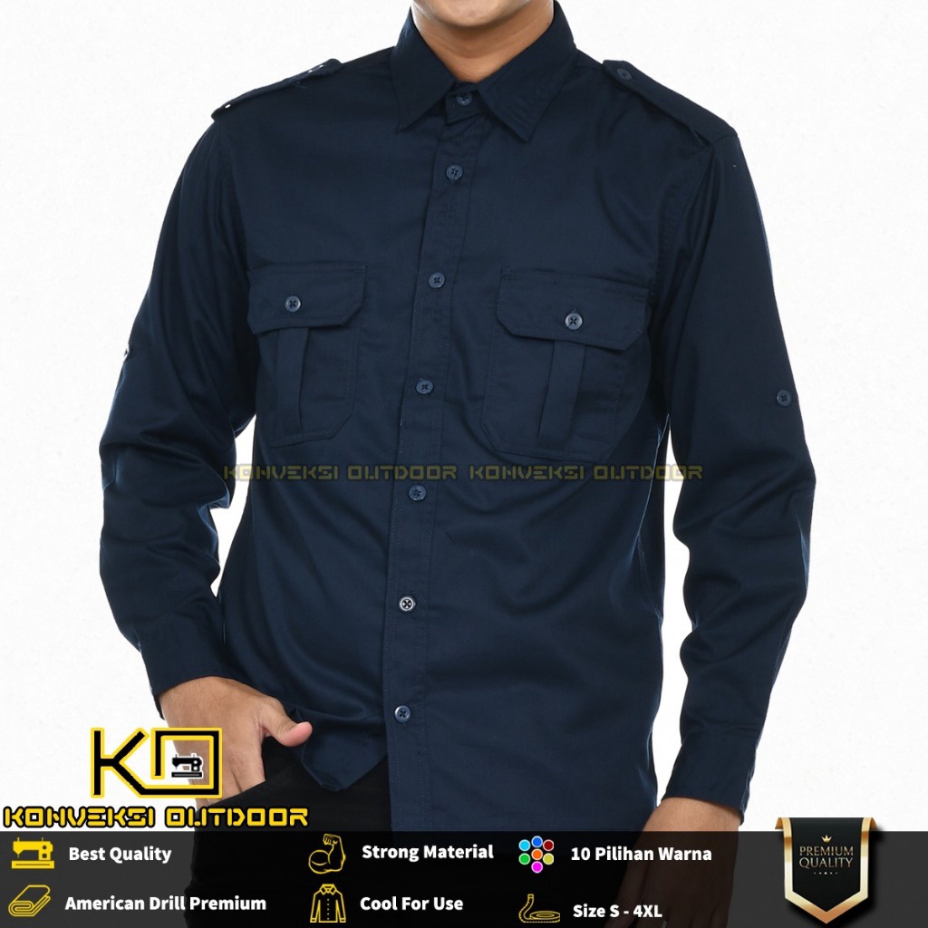 1212 Brand Kemeja Tactical Pria Wanita Lengan Panjang  Baju Taktikal Seragam PDH PDL Navy Kerja Kant