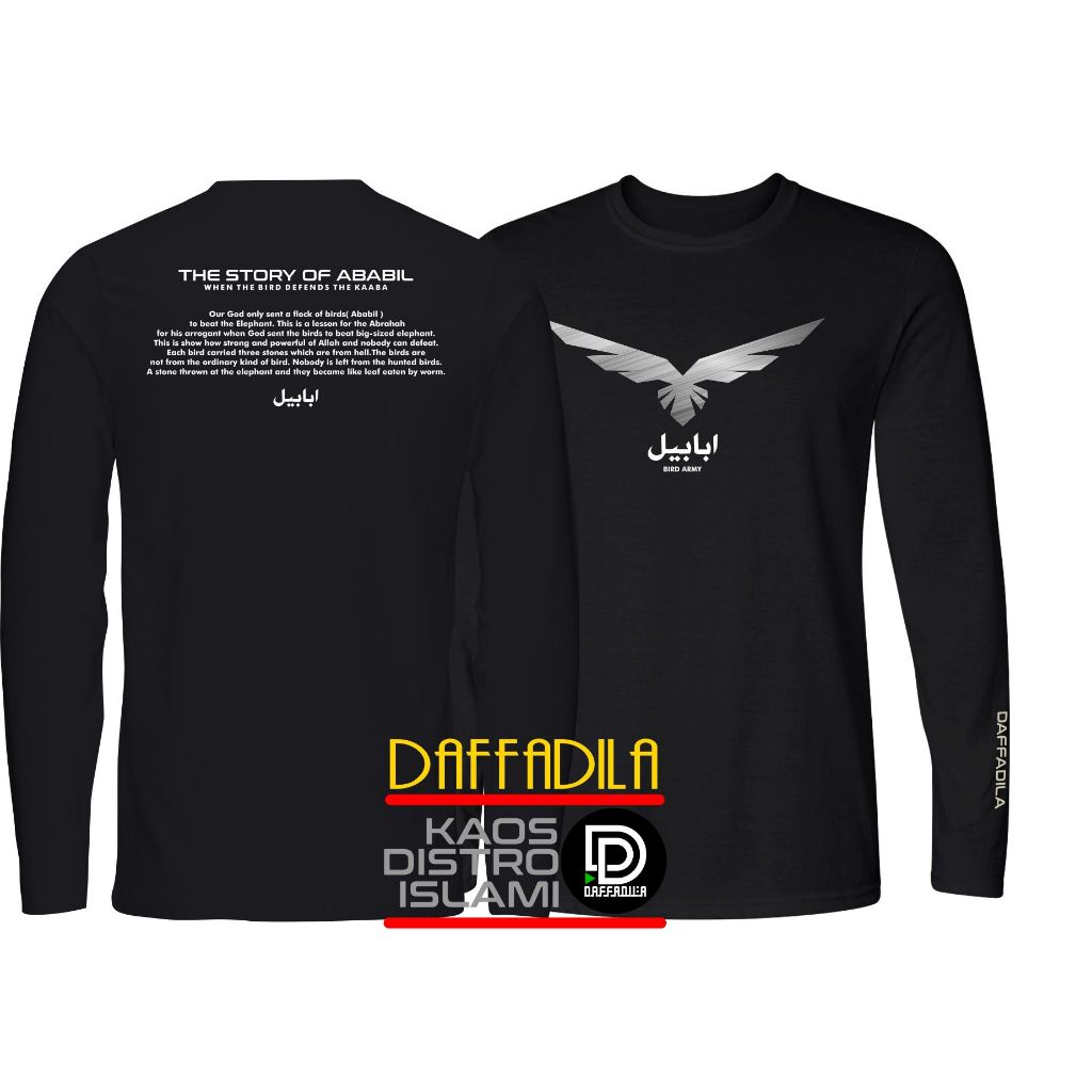 kaos islami pria ababil silver wing bahan katun combed lengan panjang produk original daffadila stor