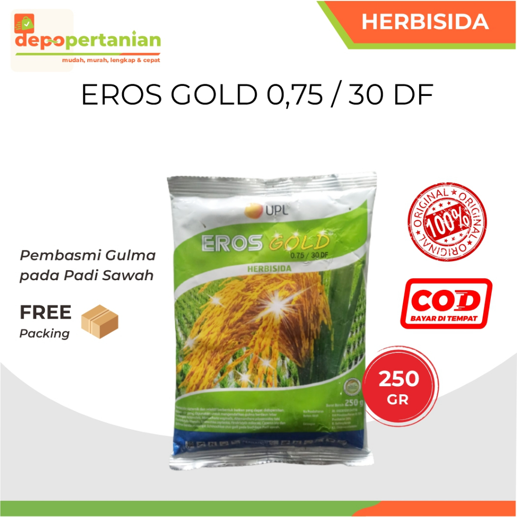Depo Pertanian - Eros Gold 250 Gram Herbisida Sistemik Selektif  Obat Pembasmi Gulma Rumput Padi ERO