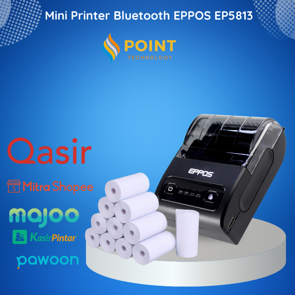 PAKET LENGKAP Mini Printer Bluetooth EPPOS EP5813 Cetak Struk