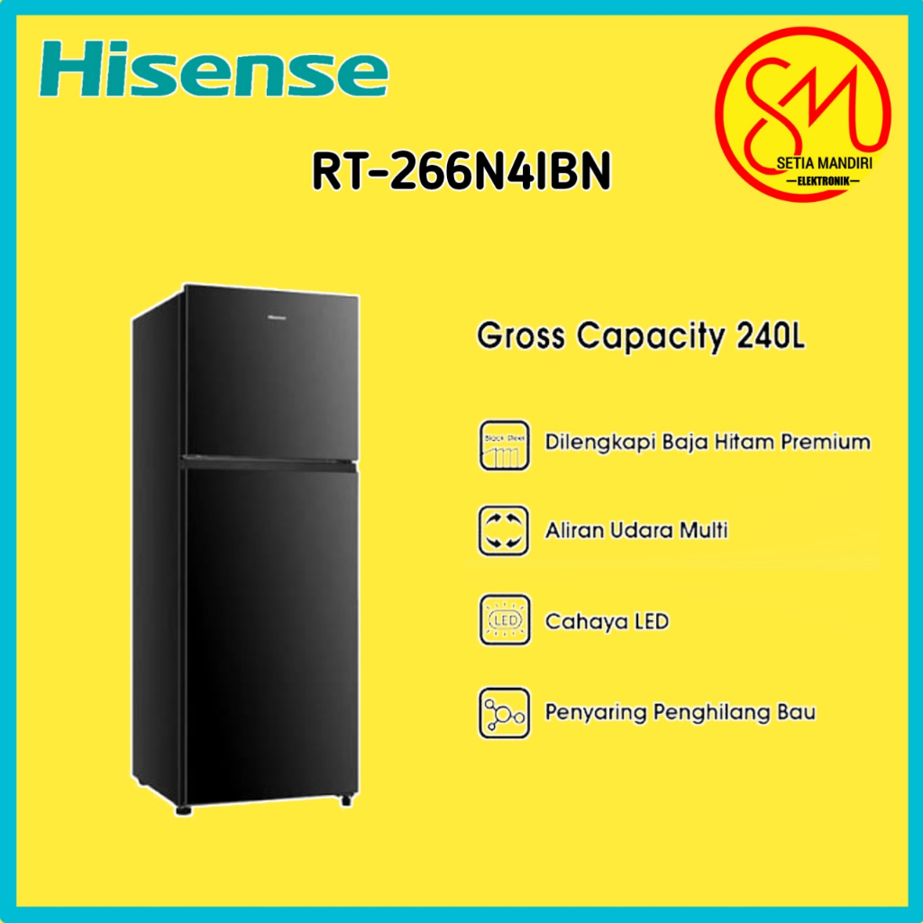Kulkas Hisense RT266N41BN Lemari Es 2 Pintu Kapasitas 233 Liter | RT-266N41BN