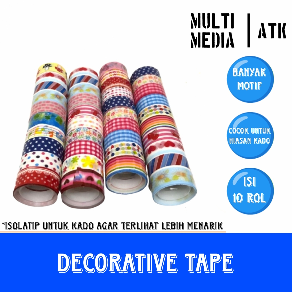 

10 PCS DECORATIVE TAPE / ISOLATIP KADO FANCY / DECORATION TAPE