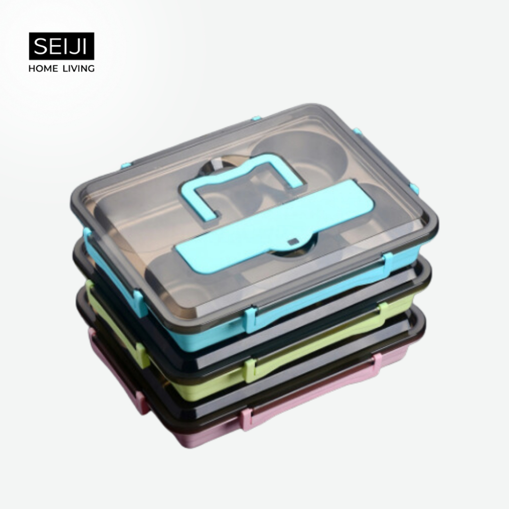 Kotak Makan Stainles 304 / Kotak Makan Sekat5 / Kotak Makan Petak 5 / Wadah Makan Sekat 5