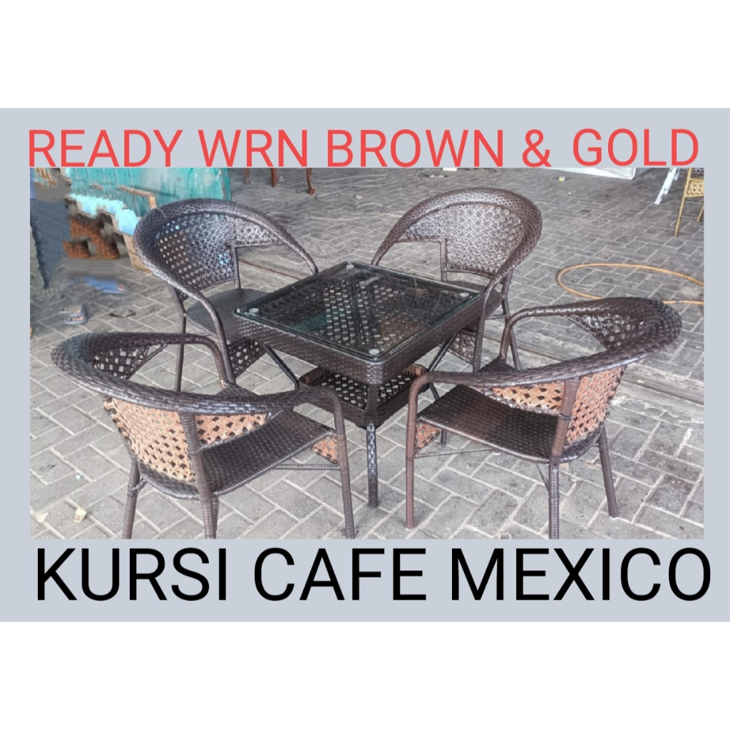 Set Meja Kursi Teras Rotan Sintetis - Cafe - Taman Type Mexico