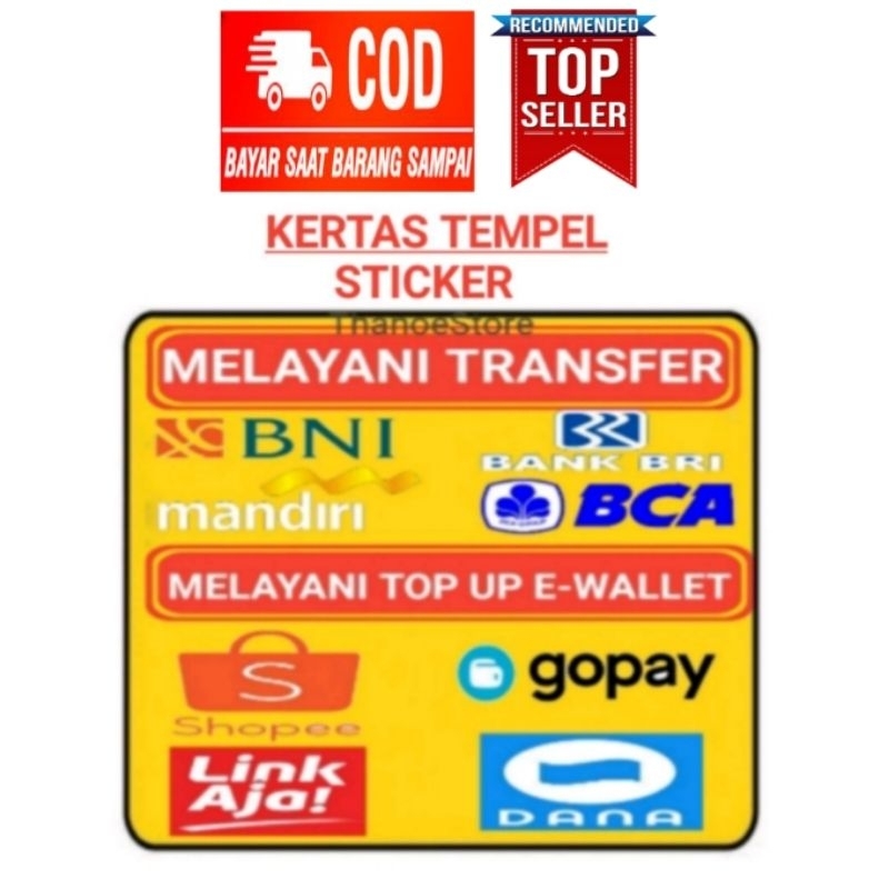 

Kertas Plastik Tempel Stiker Size 20x25 cm Tulisan Melayani Transfer Dan Top Up E-wallet