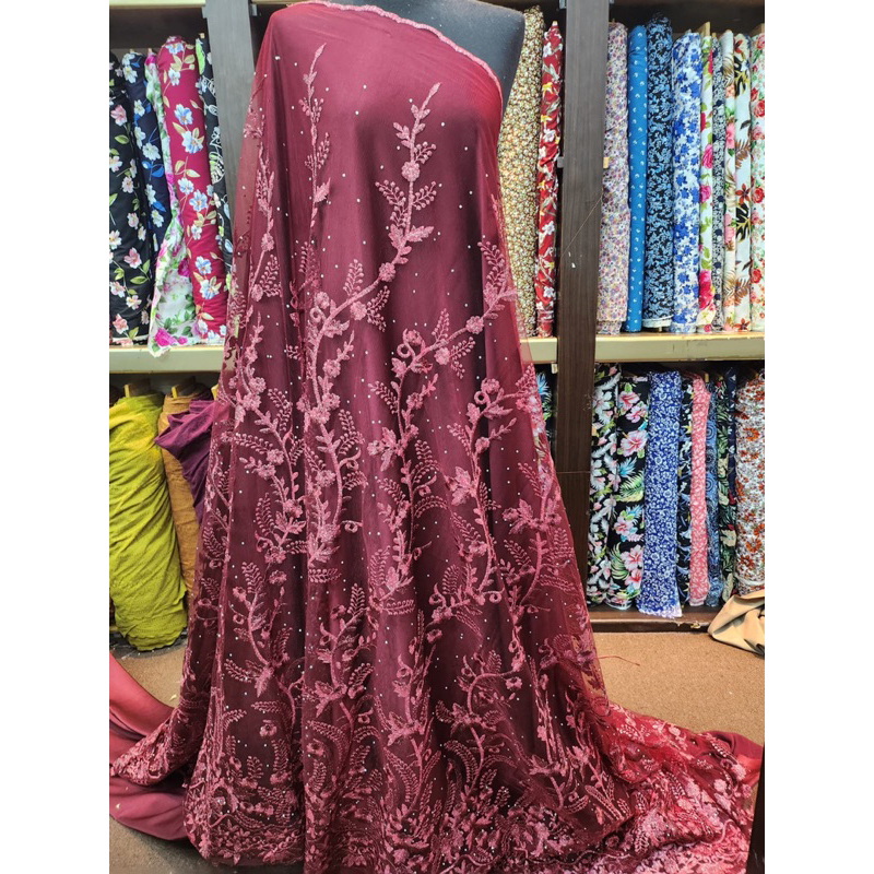 TULLE PAMELA | BAHAN KAIN TILE BORDIR