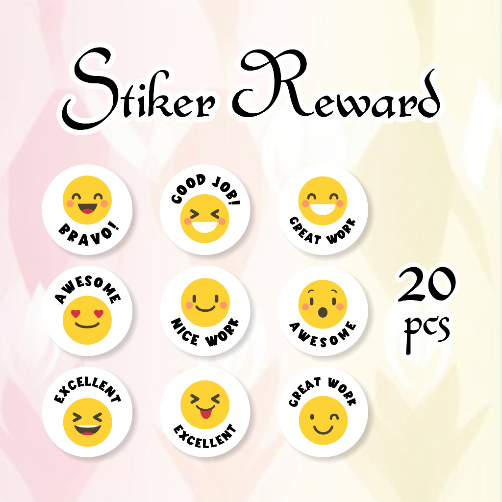 

20 Pcs Emoji Reward Sticker Anak / Stiker Hadiah Penghargaan Untuk Murid Emoji