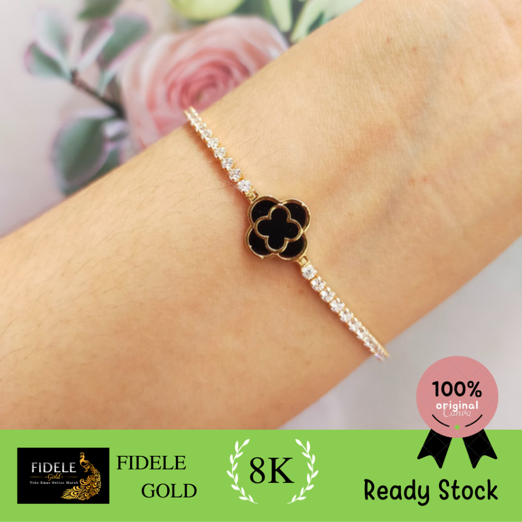Gelang vancleef listring permata fashion lotus gold 375 8k