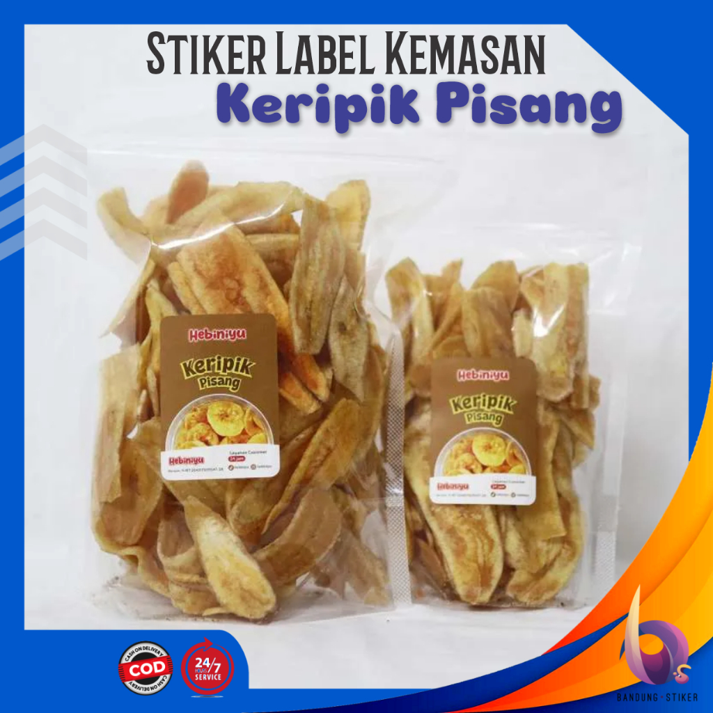 

Bandung Stiker - Print Stiker Cromo Label Kemasan Makanan Keripik Pisang Chromo A3 Free Cutting & Desain