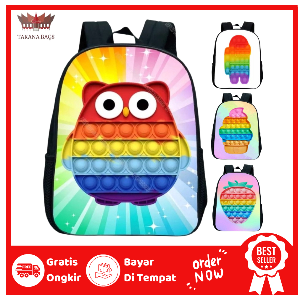 TAKANA (COD) BISA BAYAR DI TEMPAT   Ransel Anak Motif Pop It Unisex / Ransel Anak Murah / Ransel Ana