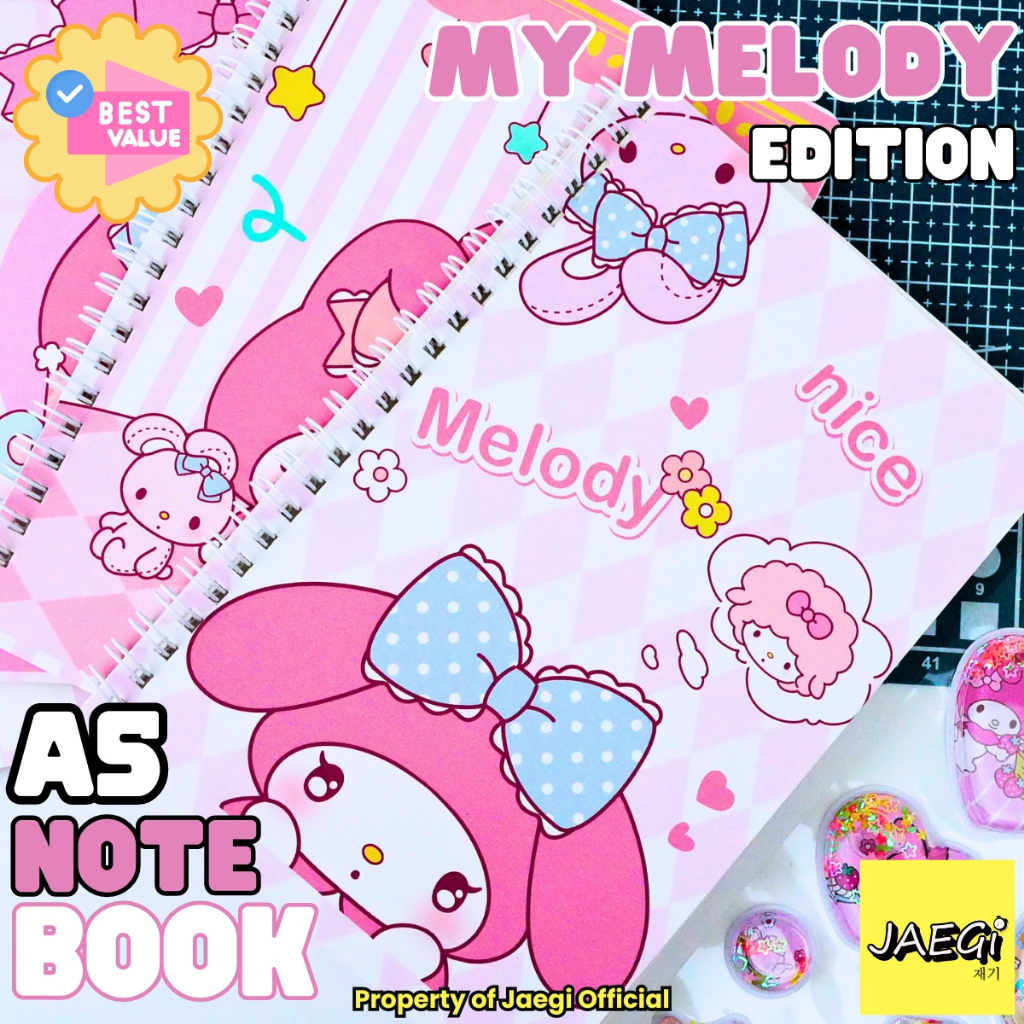 

JAEGi - Note Book Ring / Buku Tulis A5 Aesthetic My Melody Edition Premium 60 Lembar 15 x 21 CM