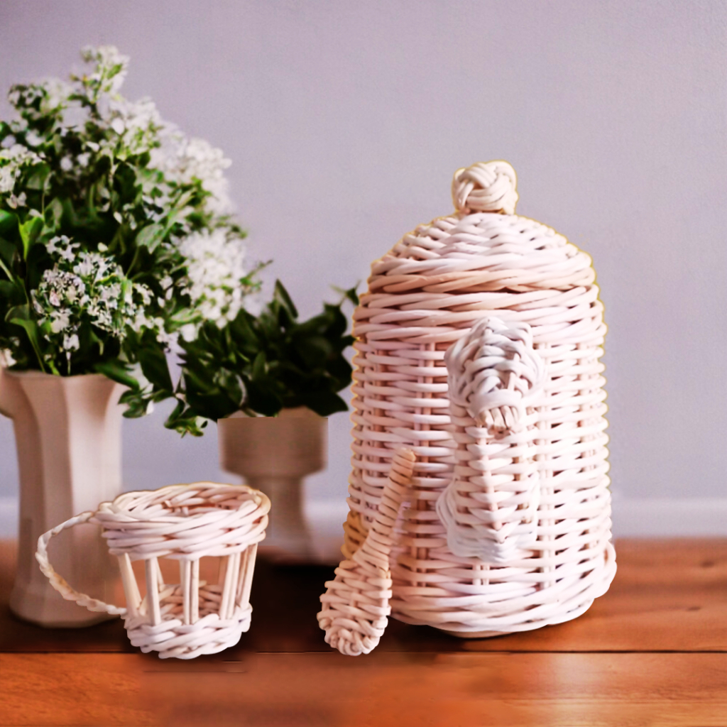 SOUVENIR / HIASAN  / ACCESSORIES TEKO & GELAS ROTAN / RATTAN, WARNA NATURAL