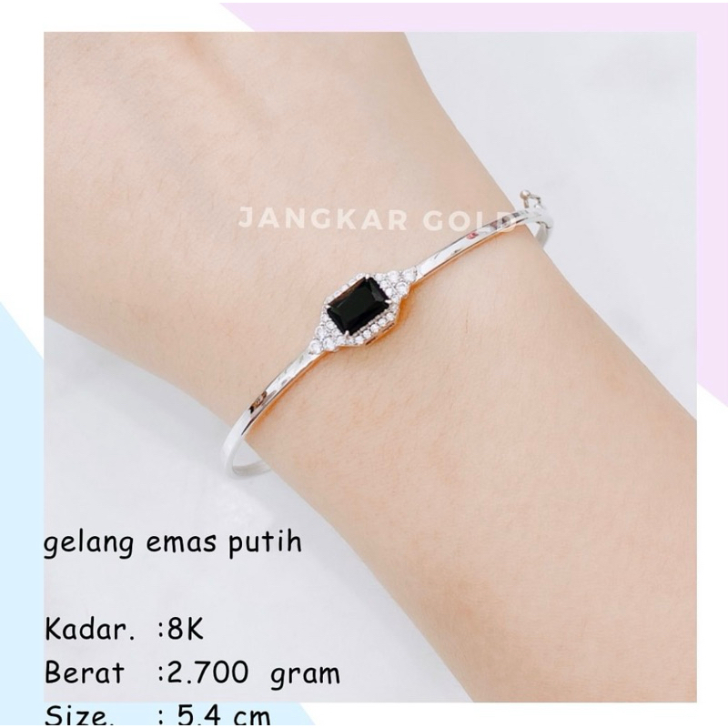 GELANG EMAS PUTIH MATA AD HITAM 8K 2.700GR MATA CANTIK