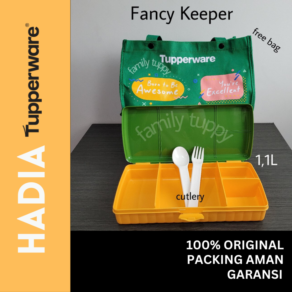 Lunch Keeper Rectangular Kotak Bekal Makan Tupperware Gratis Tas dan Sendok Garpu