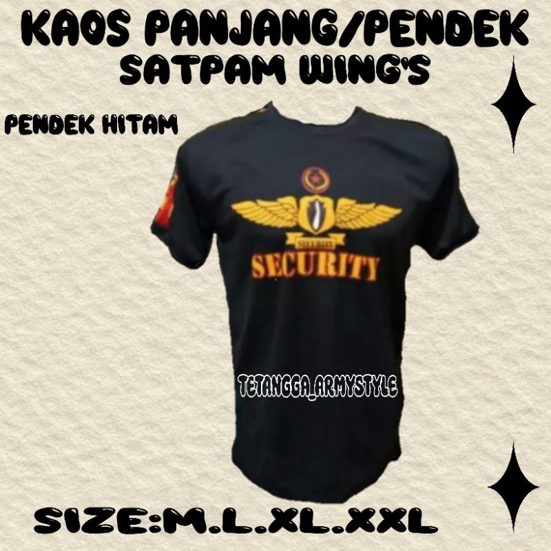 KAOS PENDEK SATPAM HITAM WIN'S / baju satpam / baju security pendek