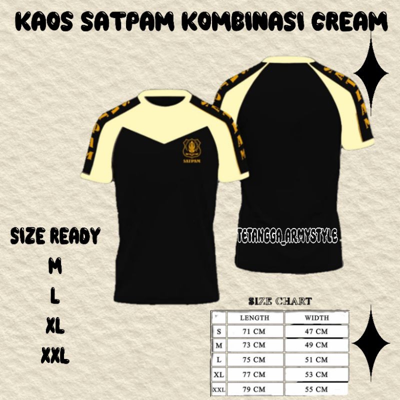 KAOS SATPAM PENDEK KOMBINASI CREAM/kaos satpam kombinasi /baju satpam