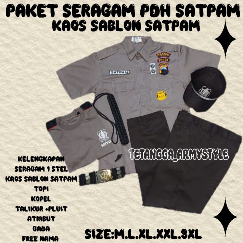 PAKET SERAGAM PDH SATPAM TERBARU LENGKAP/seragam satpam tangan pendek/baju satpam