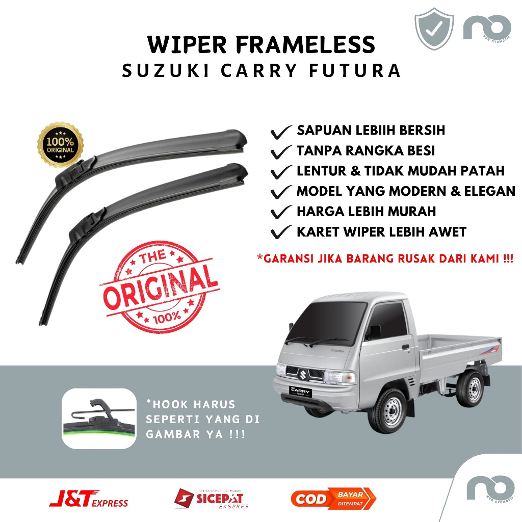 Wiper Mobil Frameless Suzuki Carry Futura Sepasang Isi 2 Pcs Kanan Kiri  Wiper Kaca Mobil Suzuki Car