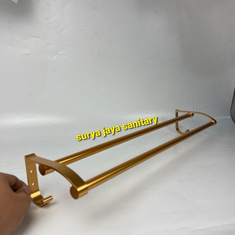 Gantungan handuk 2 baris gold / Rak handuk gold