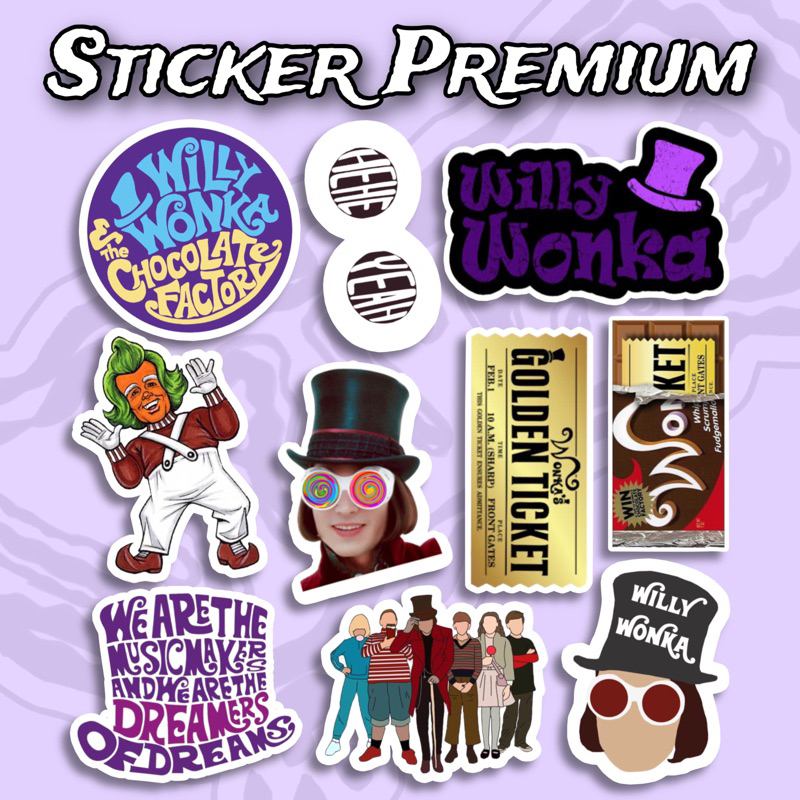 

Sticker Willy Wonka Chocolate Factory Pack Isi 10 Pcs Waterproof