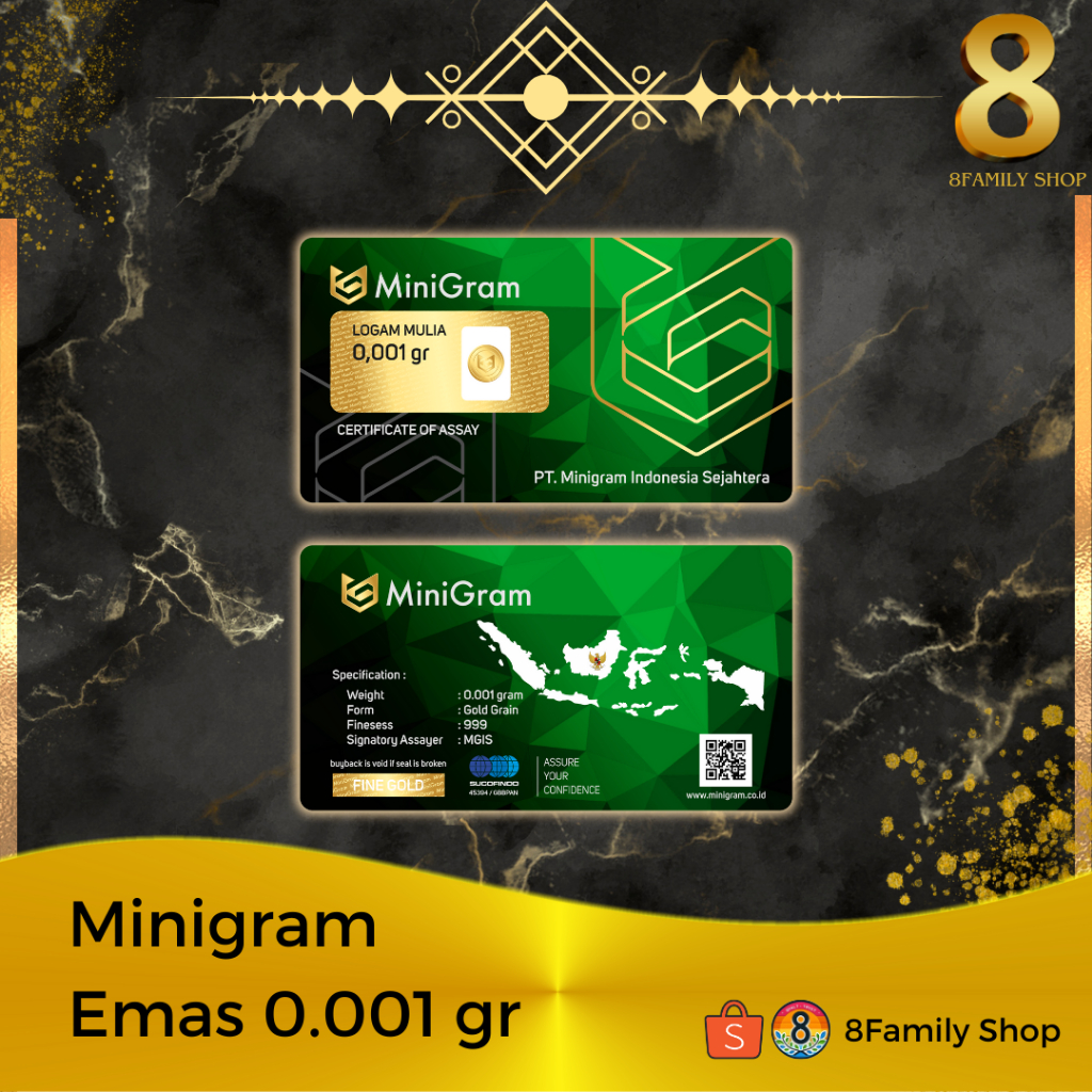 Logam Mulia Emas 24 Karat 0.001 gram MINIGRAM