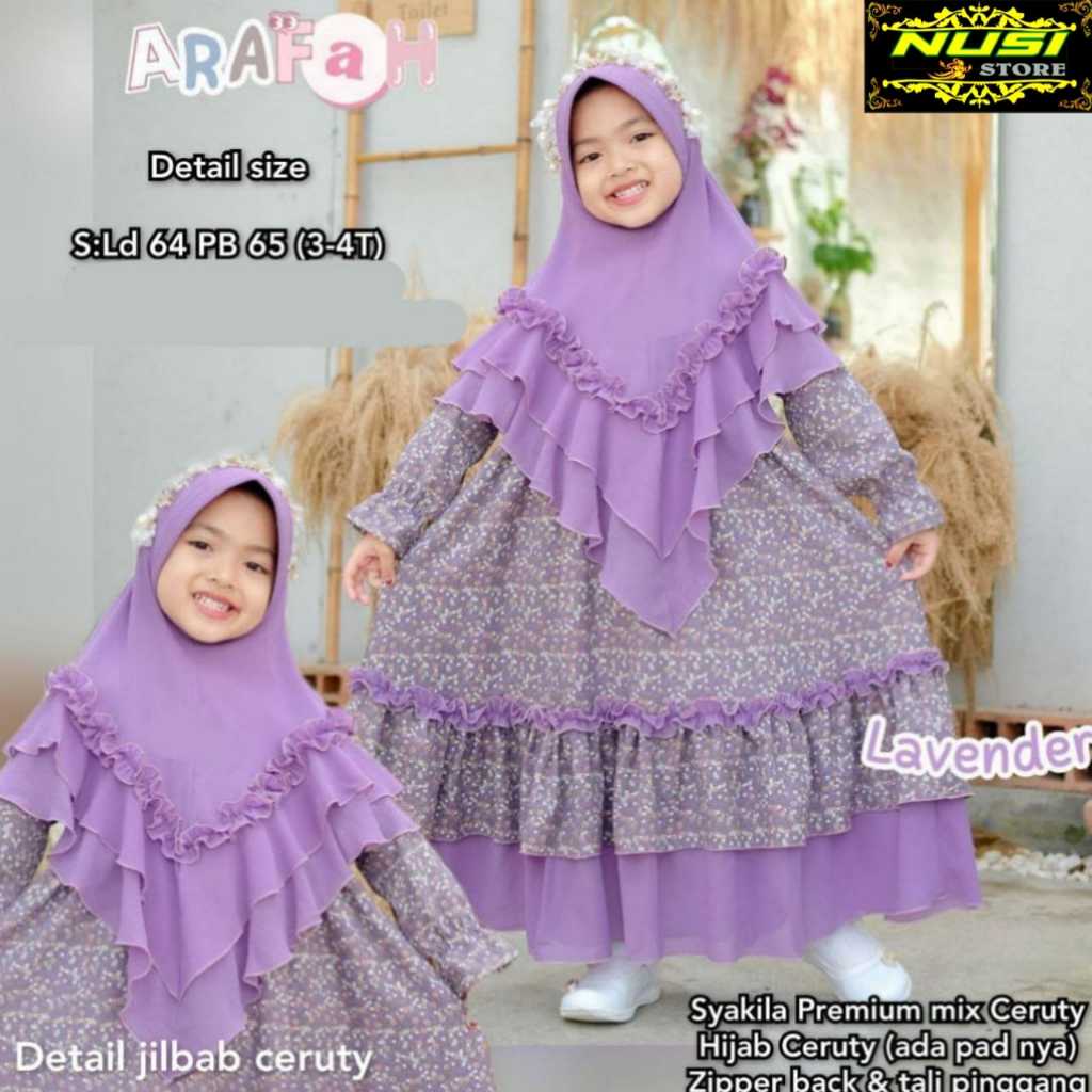 arafah gamis dress dres longdres maxy maxi set hijab khimar jilbab syari syar’I kids anak Wanita Per