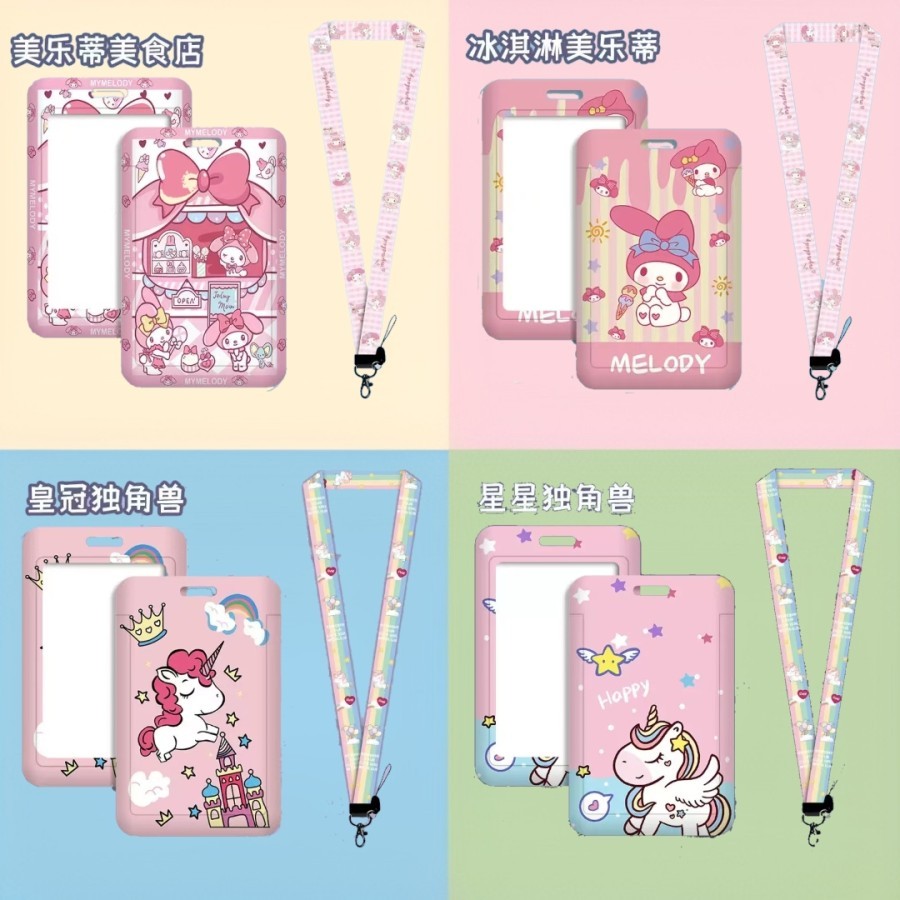 

card holder gantungan tali kartu id card name tag melody unicorn
