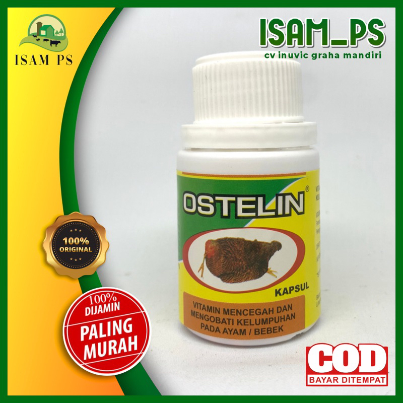 OSTELIN 50 KAPSUL - Cegah & Obati Kelumpuhsn Pada Ayam Bebek - Obat Ayam Lumpuh Ampuh - Obat Ayam Pi