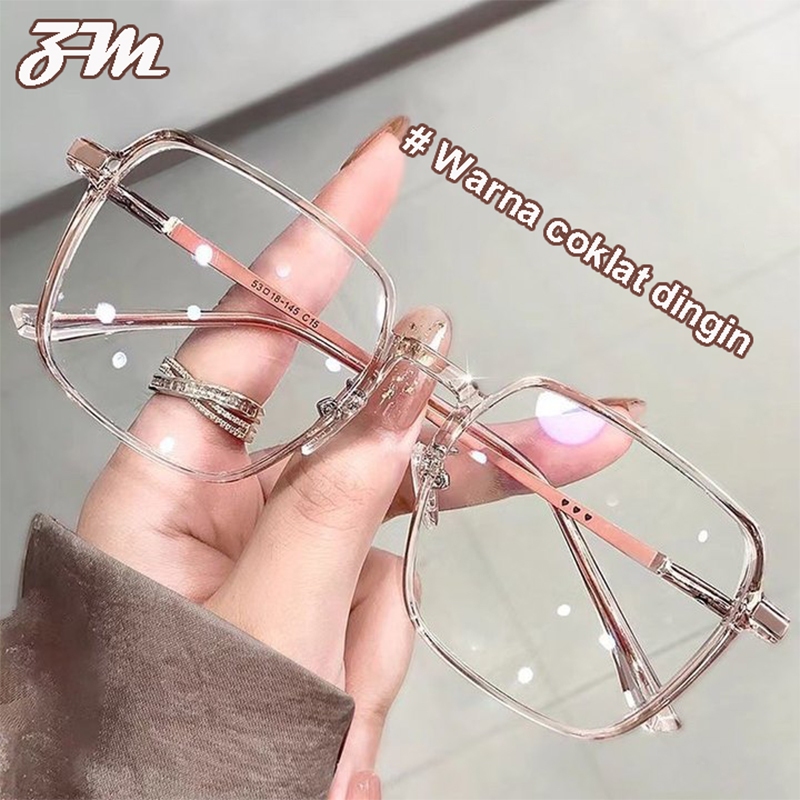 	 Kacamata Fashion -0.25-0.5-0.75-1.0-1.25-1.5-1.75-2.0-2.25-2.5-2.75-3.0-3.25-3.5-3.75-4.0-4.25 kacamata minus perempuan kacamata anti radiasi Kacamata Pelajar Trendy ala Korea bingkai persegi besar	