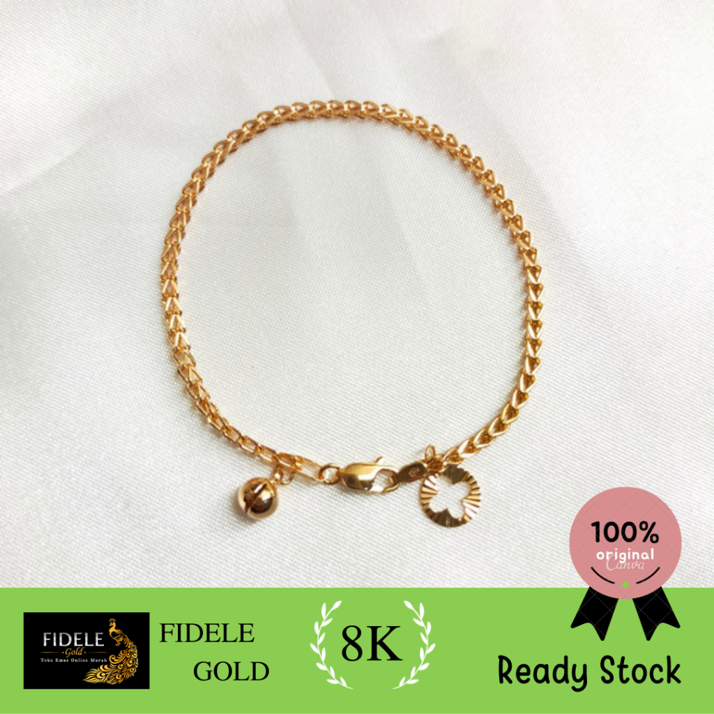 Gelang emas asli murah Surabaya 375 rantai fancy Korea rantai