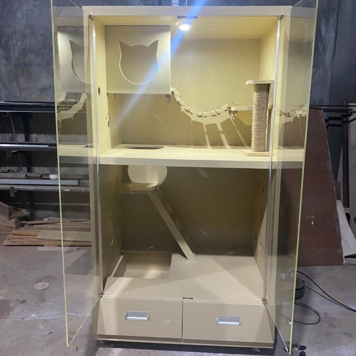 Rumah Kucing Kandang Cat Home Cat Aquarium Custom HPL