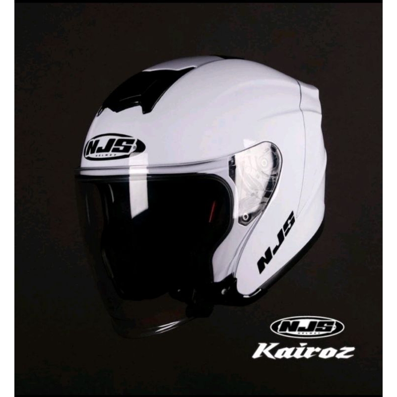 HELM NJS KAIROZ POLOS PUTIH NJS KAIROZ HALF FACE NJS PUTIH
