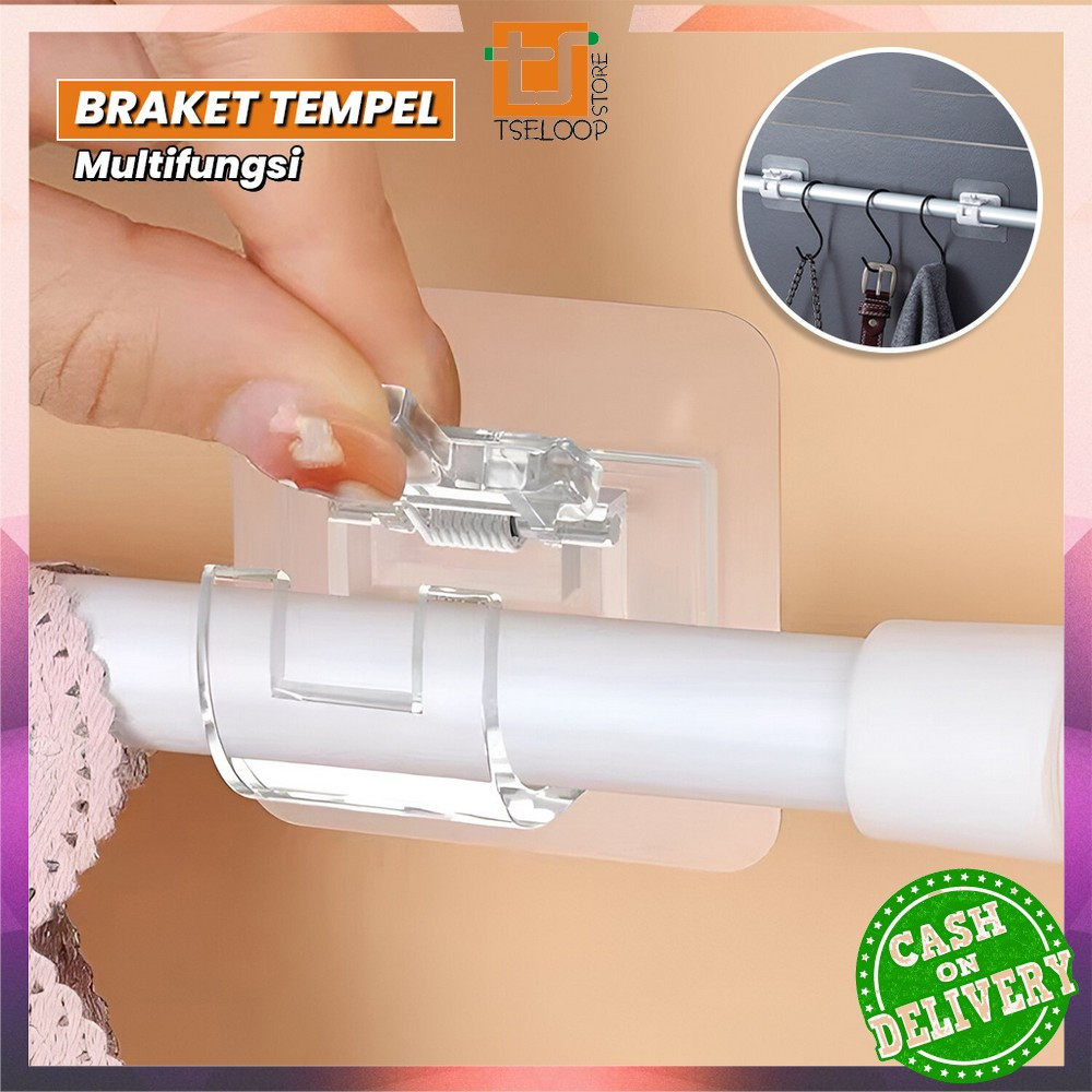 OFM-C1017 Bracket Jepit Serbaguna Transparan Gantungan Tempel Tanpa Bor / Braket Gorden Hook Tirai F