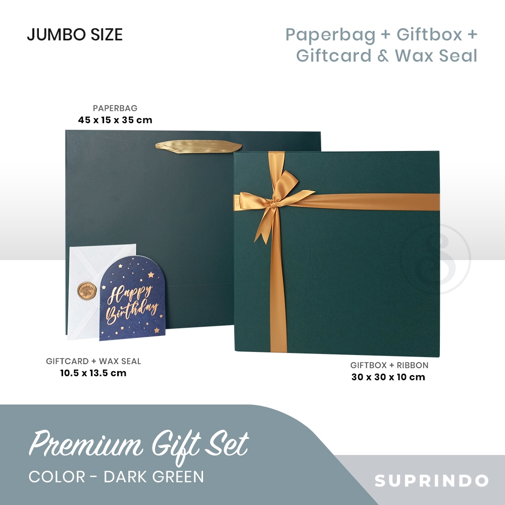 

Premium Gift Set Paper Bag + Kotak Kado + Kartu Ucapan (30x30x10, HIJAU)