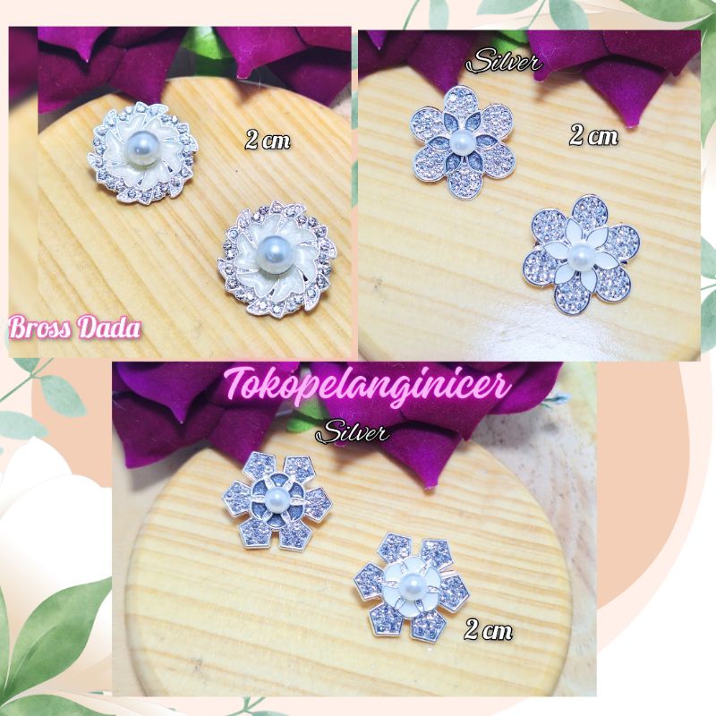 BROS Bunga MINI silver/Bros Kecil/BROS HIJAB mini/BROS DAGU/BROS BAJU/BROS DADA