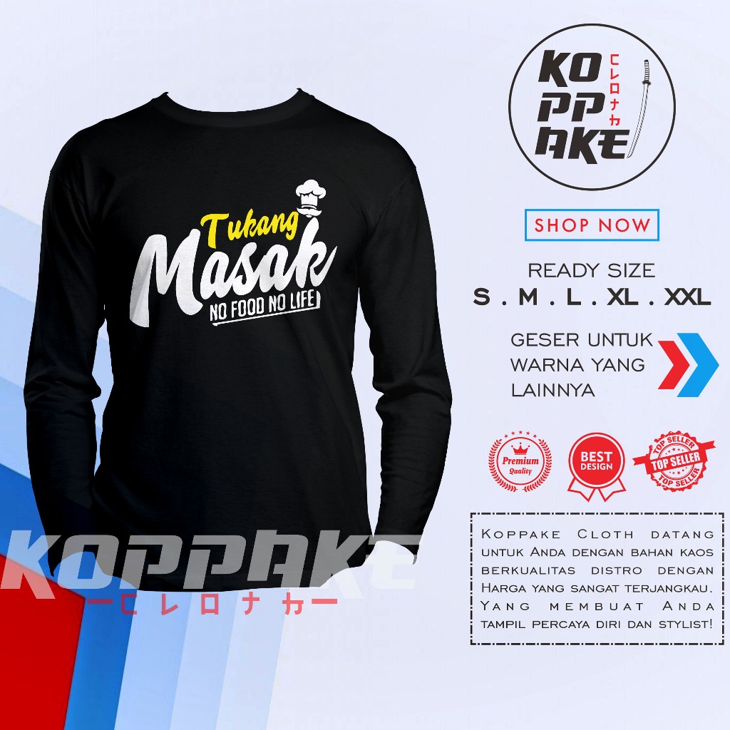 Kaos Chef Tukang Masak No Food No Life Lengan Panjang Baju Distro